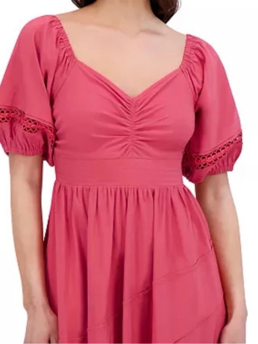 Siena Studio Rose-Pink Puff Sleeve Midi Dress